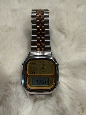 Pulsar Two-Tone Silver and Gold Digital-Analog Wristwatch
